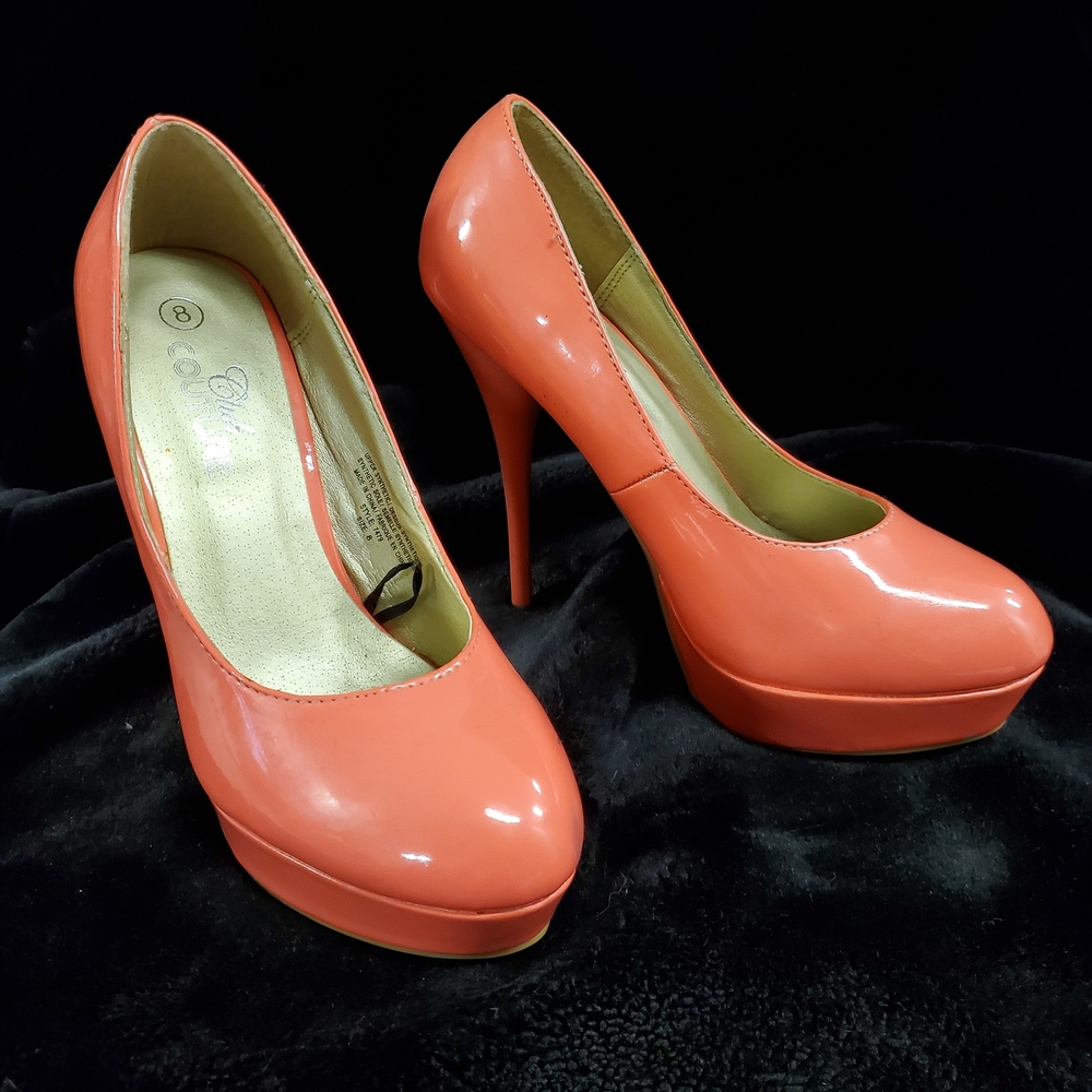 Elegant Coral Platform Heels